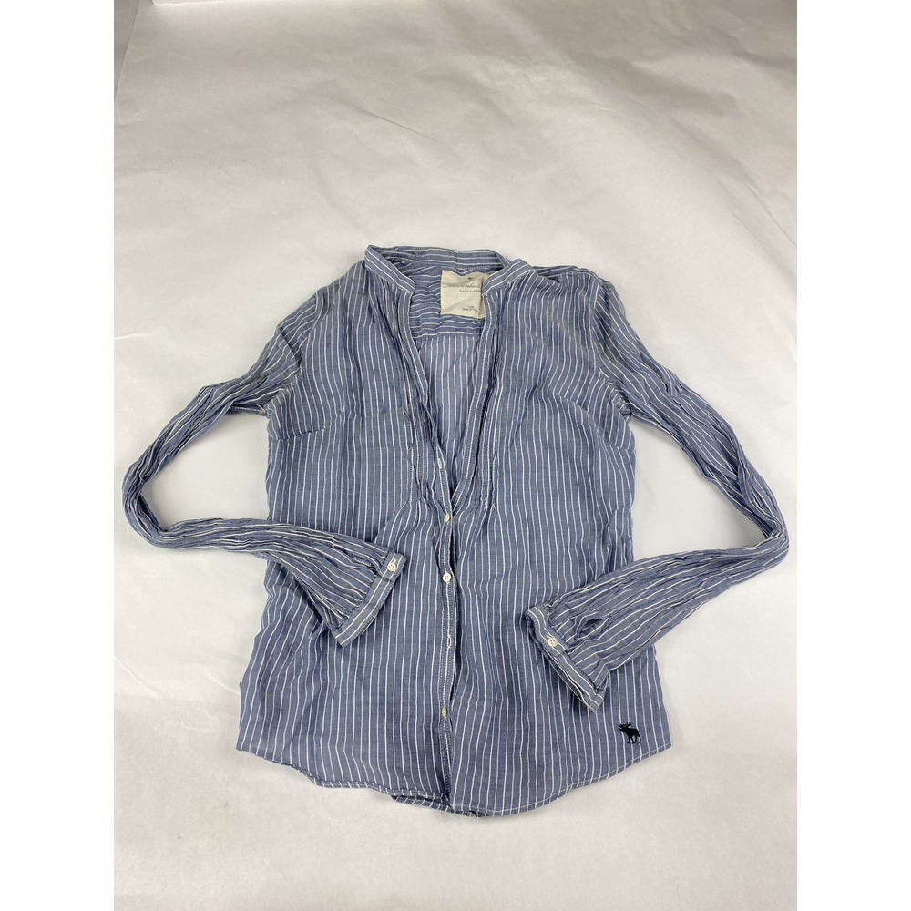 Vintage Abercrombie & Fitch Shirt Women's Size Large Blue Striped - Flaw